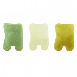 Kamień Gua Sha z jadeitu do masażu twarzy - Wschód - prostokąt 7 cm