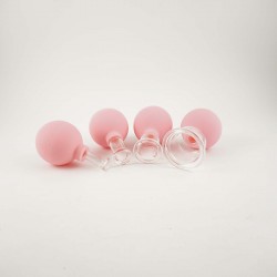 Bańki gumowo-szklane do masażu próżniowego twarzy - zestaw 4 szt. - różowe