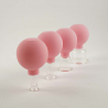 Glass-rubber cups for vacuum face massage - set 4 pcs - pink