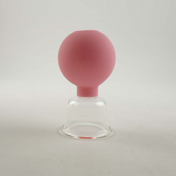 Bańki gumowo-szklane do masażu próżniowego twarzy - zestaw 4 szt. - różowe