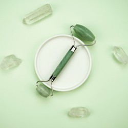 Roller do twarzy - wałek jadeitowy do masażu - Wschód - dwustronny - srebrny