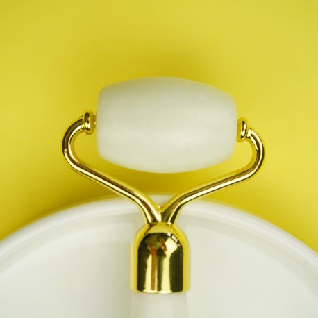 Jadeite massage roller - double-sided - color: white - outlet