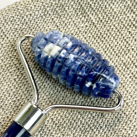 Sodalite facial roller - double - smooth & textured