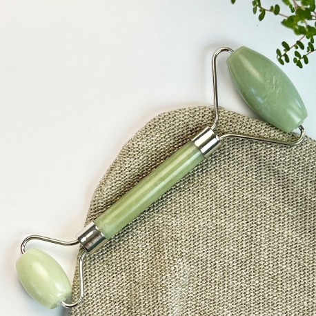Jade roller for massage - double - silver