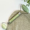 Jade roller for massage - double - silver