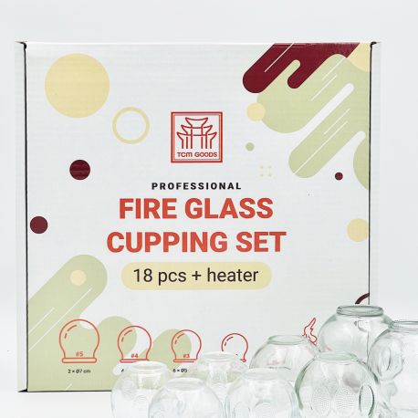 Professional fire glass cups TCM Goods - 18 pieces + heater