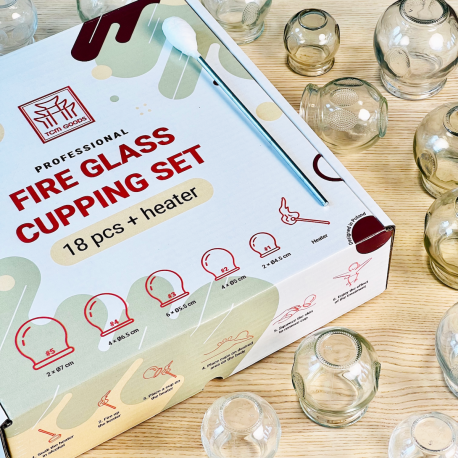 Professional fire glass cups TCM Goods - 18 pieces + heater