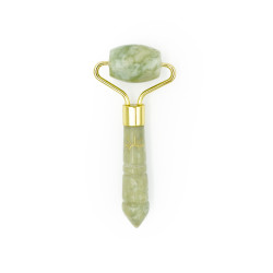 Jadeitowy wałeczek do twarzy - 9 cm - Wschód - z końcówką do akupresury