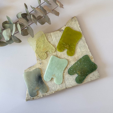 Kamień Gua Sha z jadeitu do masażu twarzy - Wschód - prostokąt 7 cm