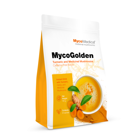 MycoGolden - napój bezkofeinowy wzbogacony Reishi i Ashwagandhą - MycoMedica