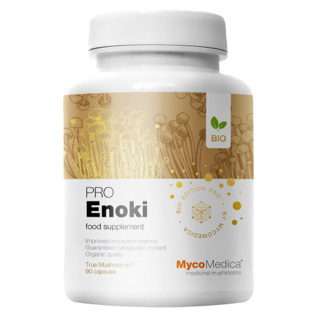 BIO Enoki PRO - 30% beta 1,3/1,6 D glukanów - Suplement diety - MycoMedica - 90 kaps.
