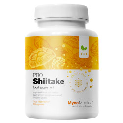 BIO Shiitake PRO - 35% beta 1,3/1,6 D glukanów - Suplement diety - MycoMedica - 90 kaps.