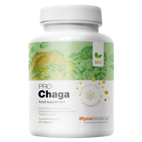 BIO Chaga PRO - 34% beta 1,3/1,6 D glukanów - Suplement diety - MycoMedica - 90 kaps.
