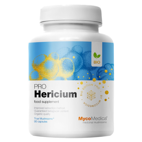 BIO Hericium PRO - 30% beta 1,3/1,6 D glukanów - Suplement diety - MycoMedica - 90 kaps.