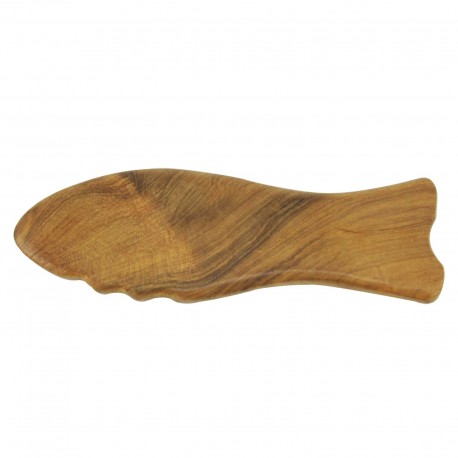 Płytka Gua Sha z drewna do masażu twarzy i okolic oczu rybka wypustki